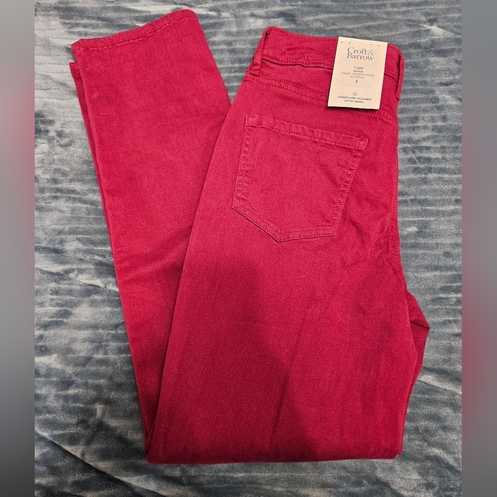 NWT! croft & barrow Women's Red Skinny Pants!